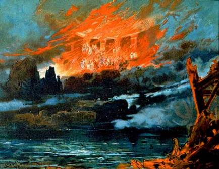 ГИБЕЛЬ БОГОВ. Эскиз декорации к опере Р.Вагнера. Художник М.Брюкнер